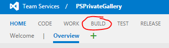 Selecting the Build tab