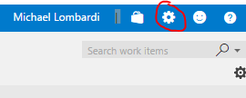 The cog is in the top right on the menu bar